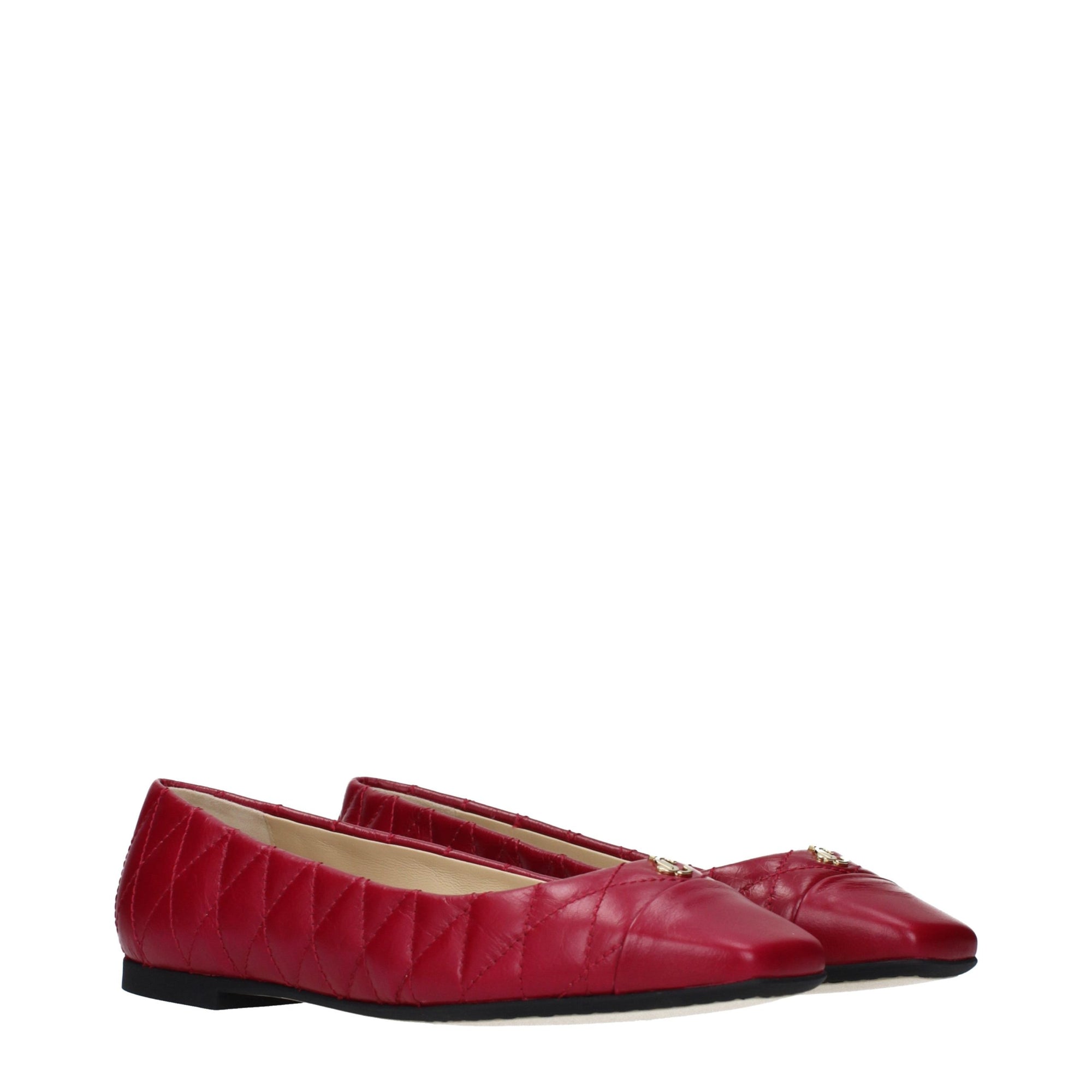 Jimmy Choo Leni Quilted Leather Ballet Flats - Raspberry Red