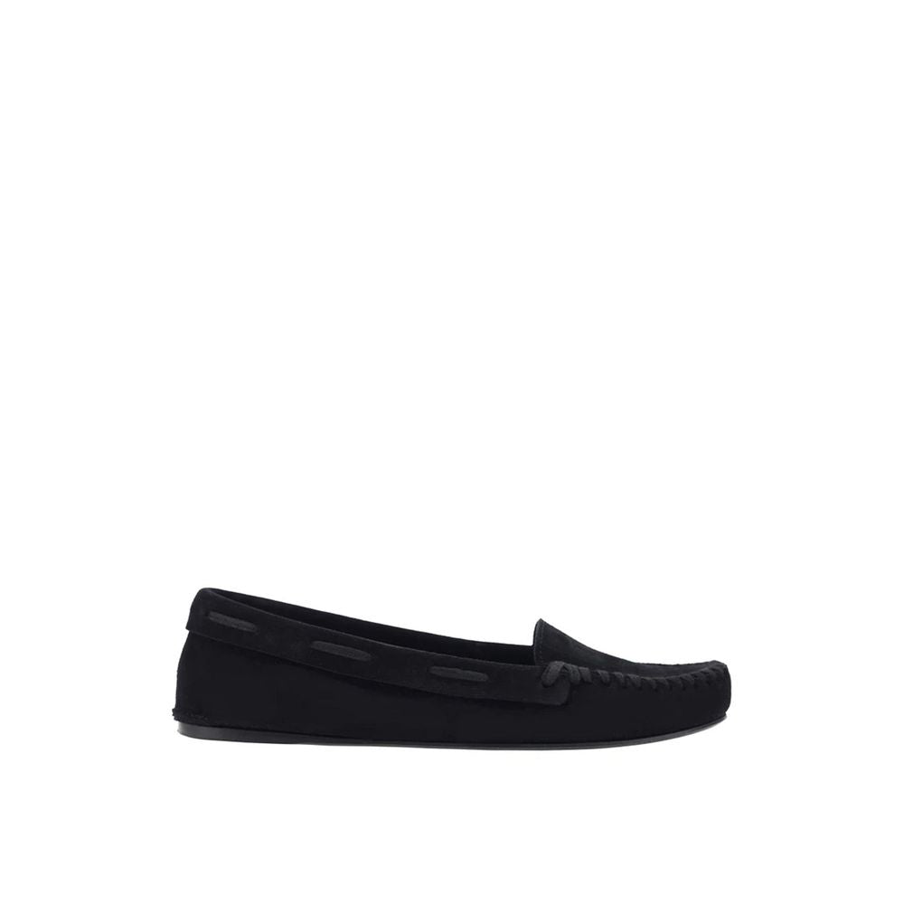 The Row Suede Leather Moccasin - Black