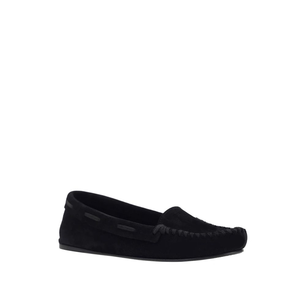 The Row Suede Leather Moccasin - Black