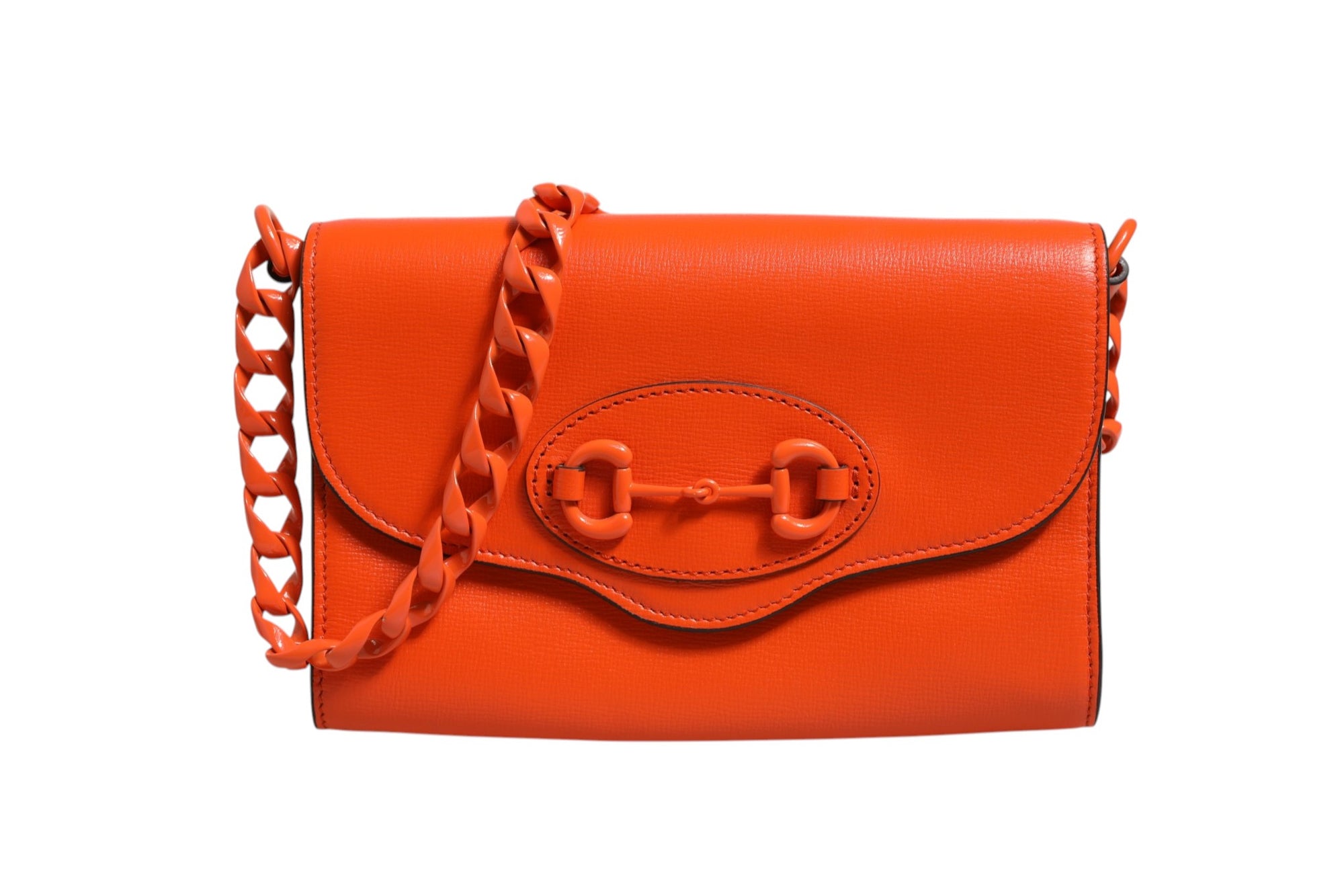 Gucci Horsebit 1955 Enamel Mini Shoulder Bag - Orange
