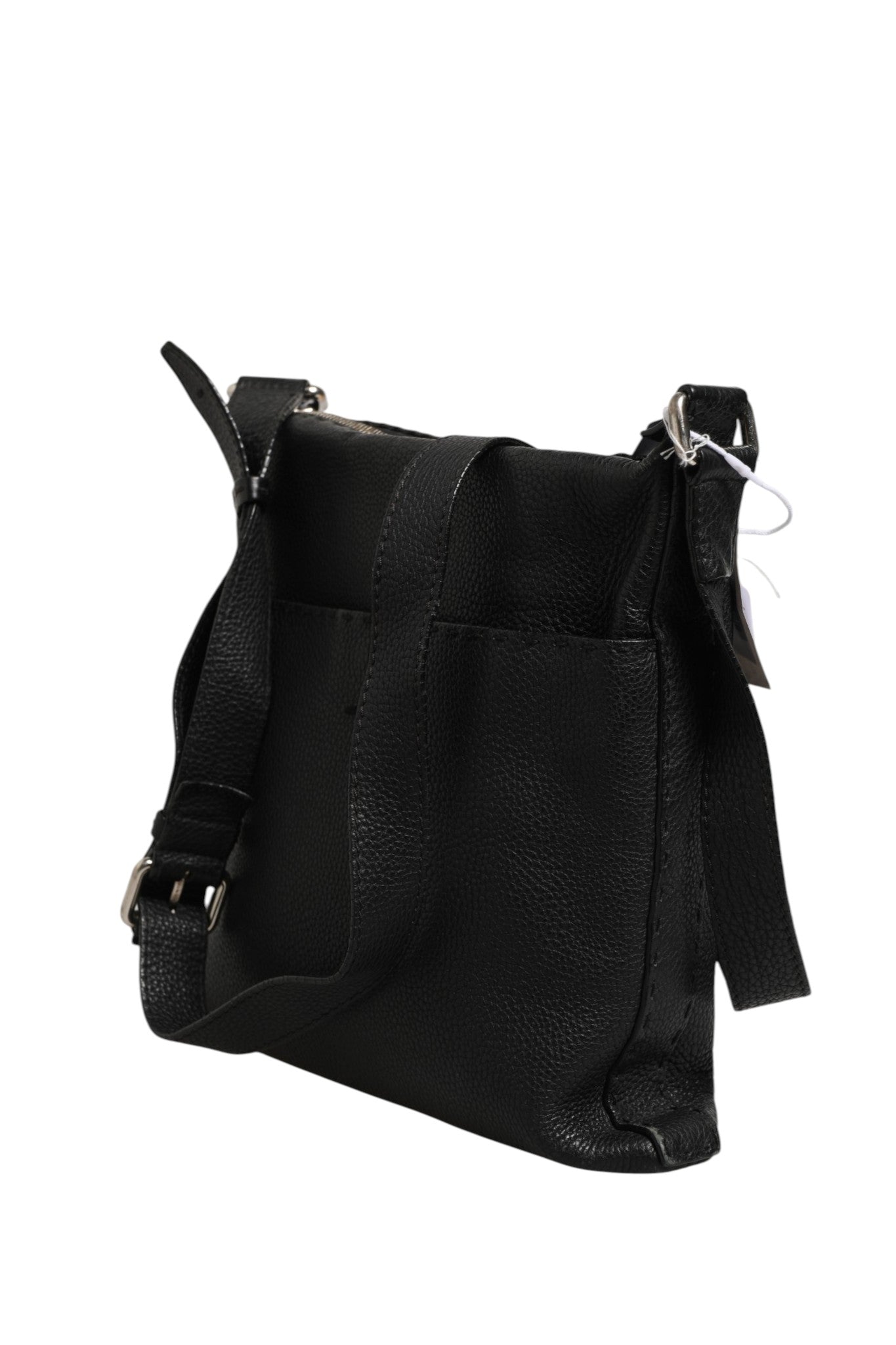 Fendi Selleria Leather Messenger Crossbody Bag - Black
