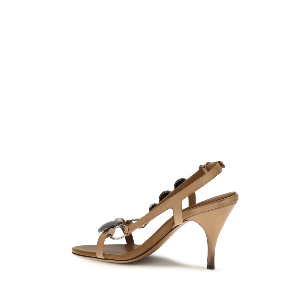 Miu Miu Embellished Leather Stiletto Heel Sandals