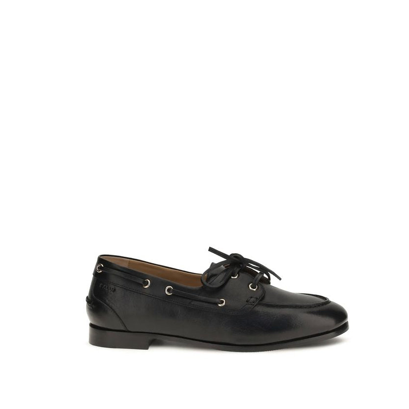 Bally Plume Leather Boat Shoes - Black