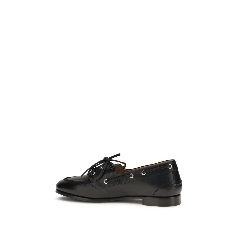 Bally Plume Leather Boat Shoes - Black