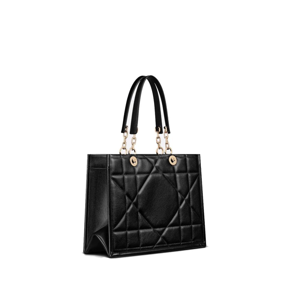 Dior Medium Black Leather Tote Bag