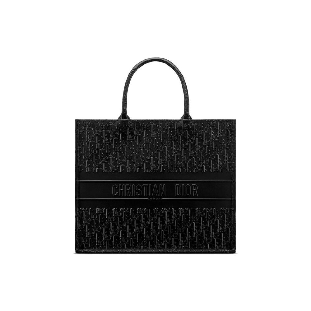 Dior Large Leather Book Tote Oblique Embossed - Black