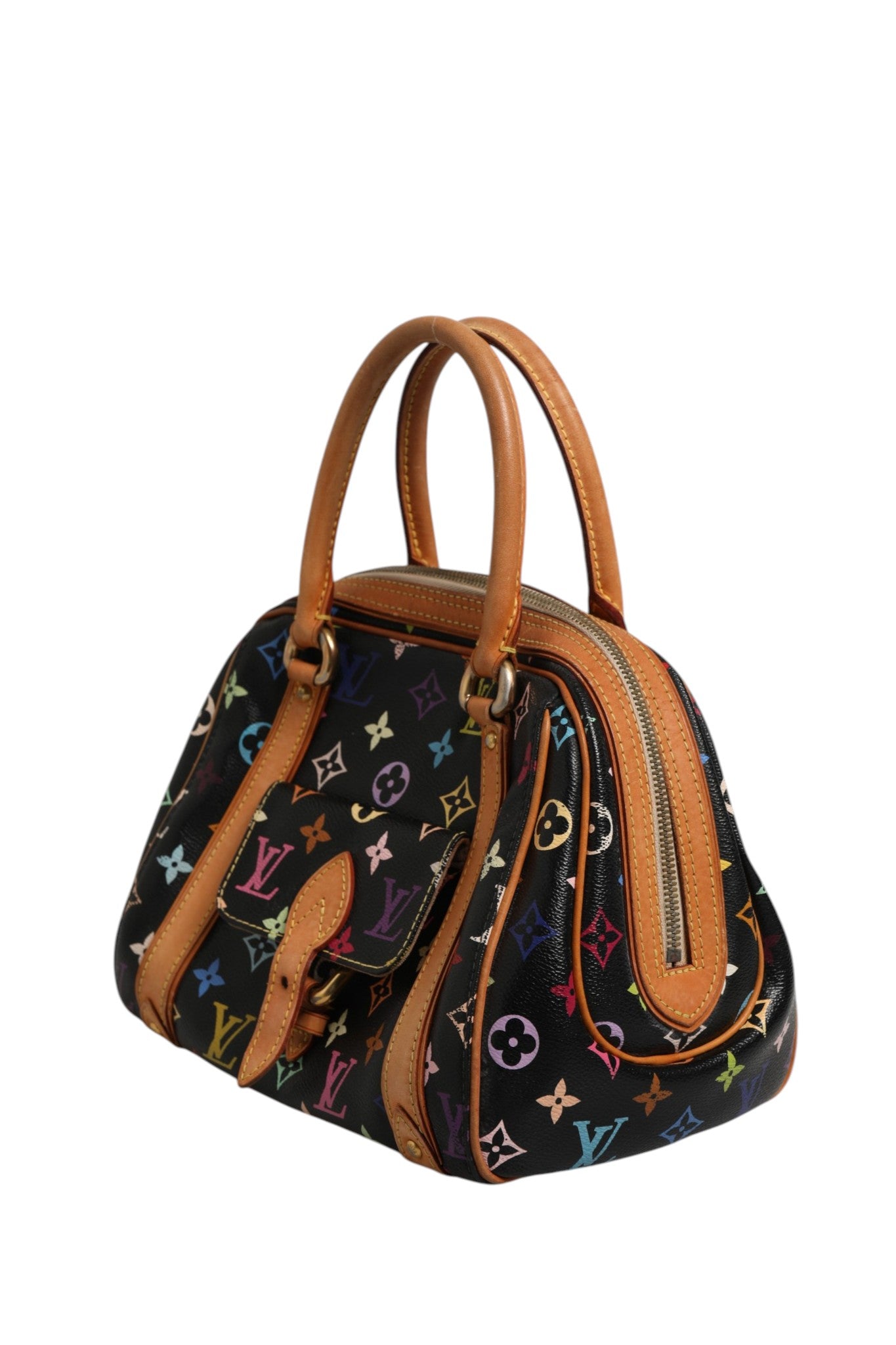 Used Louis Vuitton Black Monogram Multicolor Canvas Priscilla Handbag