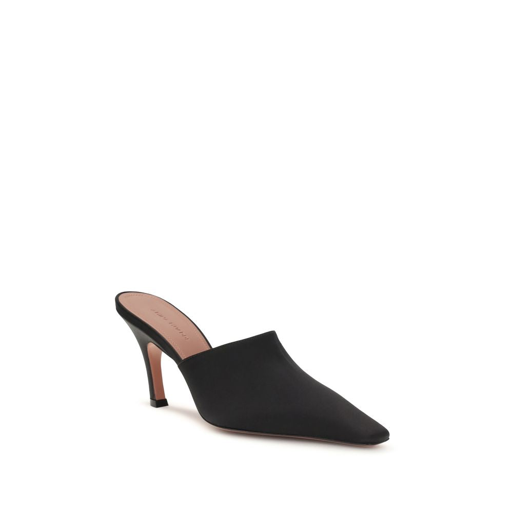 Amina Muaddi Jamie Silk High Heel Mule - Black