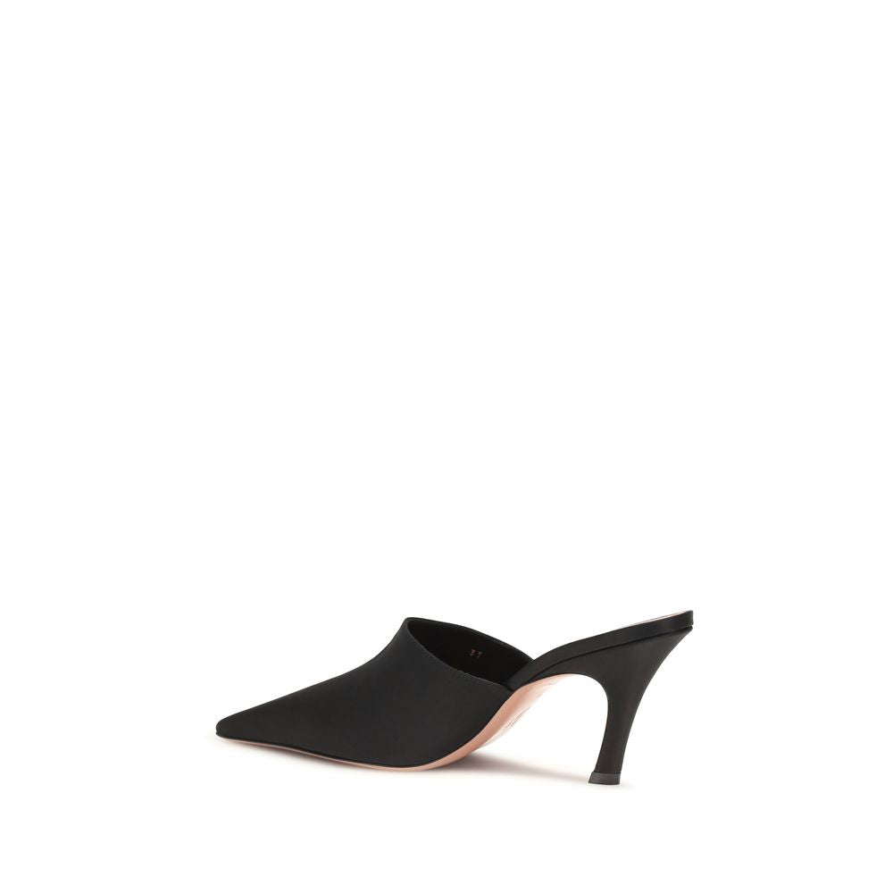 Amina Muaddi Jamie Silk Mule Sandals - Black