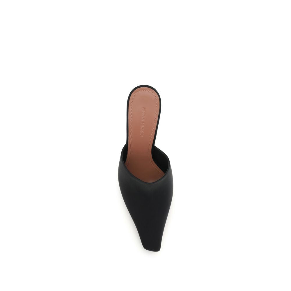 Amina Muaddi Jamie Silk Mule Sandals - Black