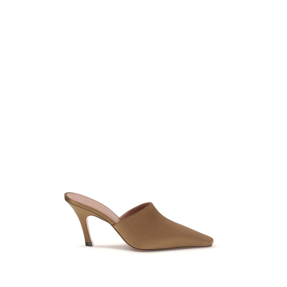 Amina Muaddi Jamie Silk High Heel Mule - Brown