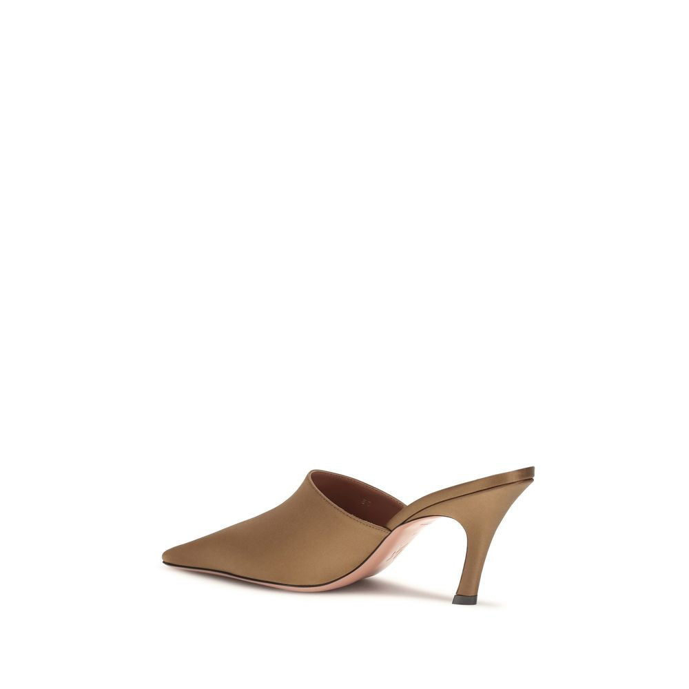 Amina Muaddi Jamie Silk High Heel Mule - Brown