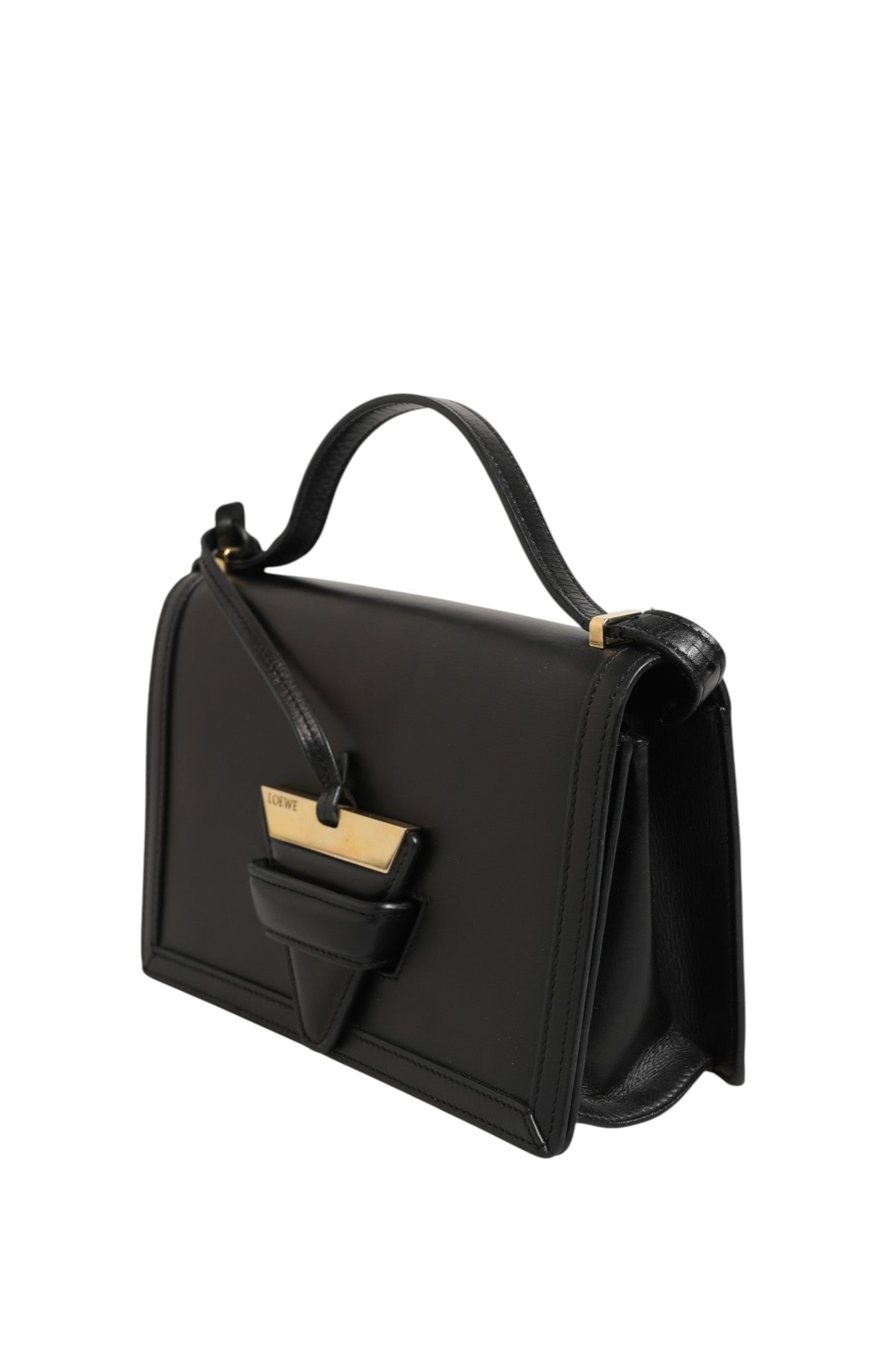 Used Loewe Barcelona Medium Leather Shoulder Bag - Black
