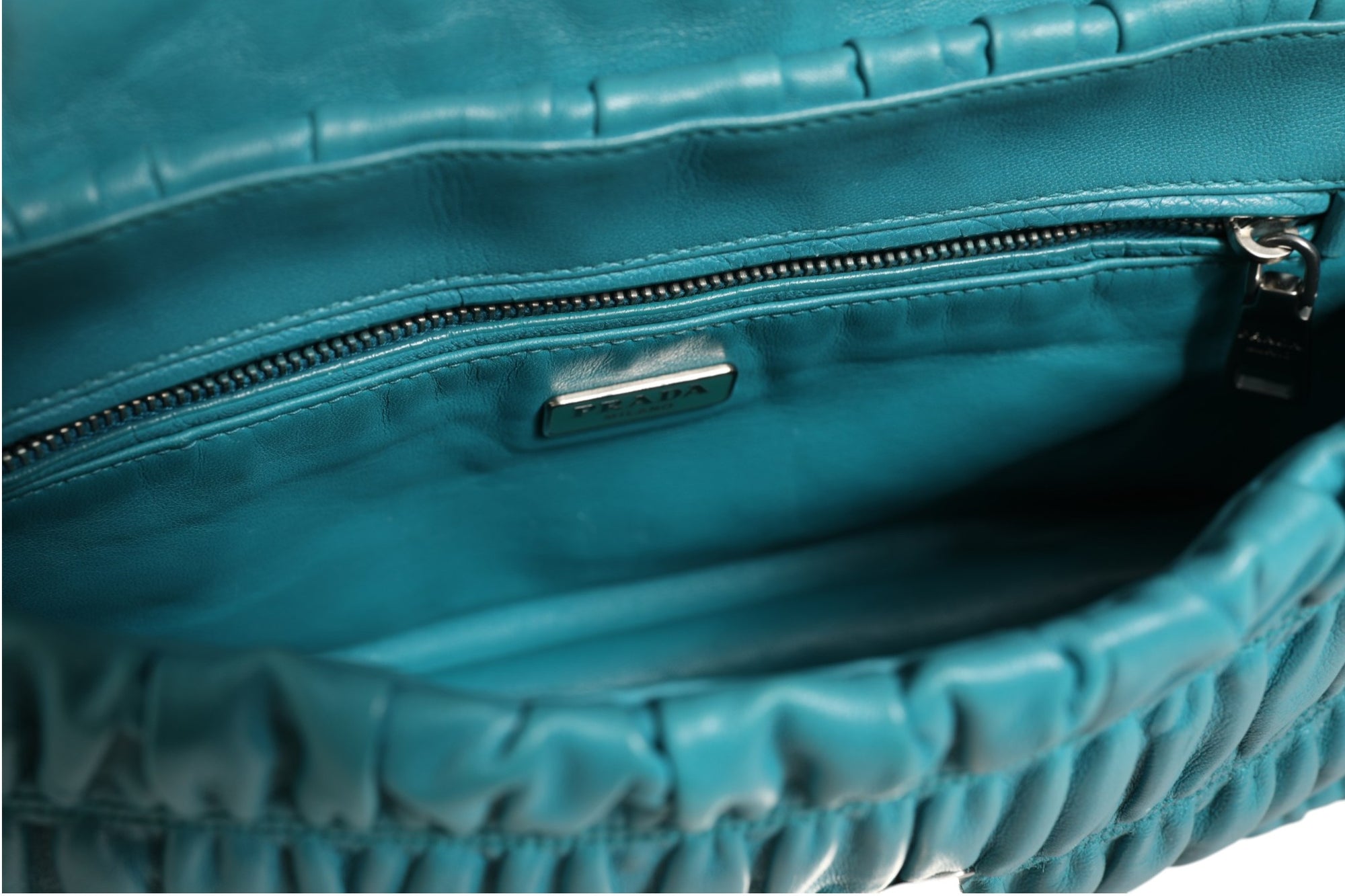 Prada Nappa Gaufre Flap Bag - Turquoise