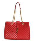 Saint Laurent Cassandre Grained Leather Tote Bag - Red