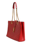 Saint Laurent Cassandre Grained Leather Tote Bag - Red