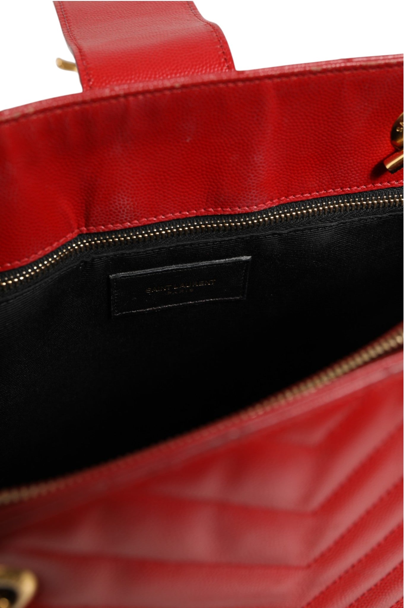 Saint Laurent Cassandre Grained Leather Tote Bag - Red