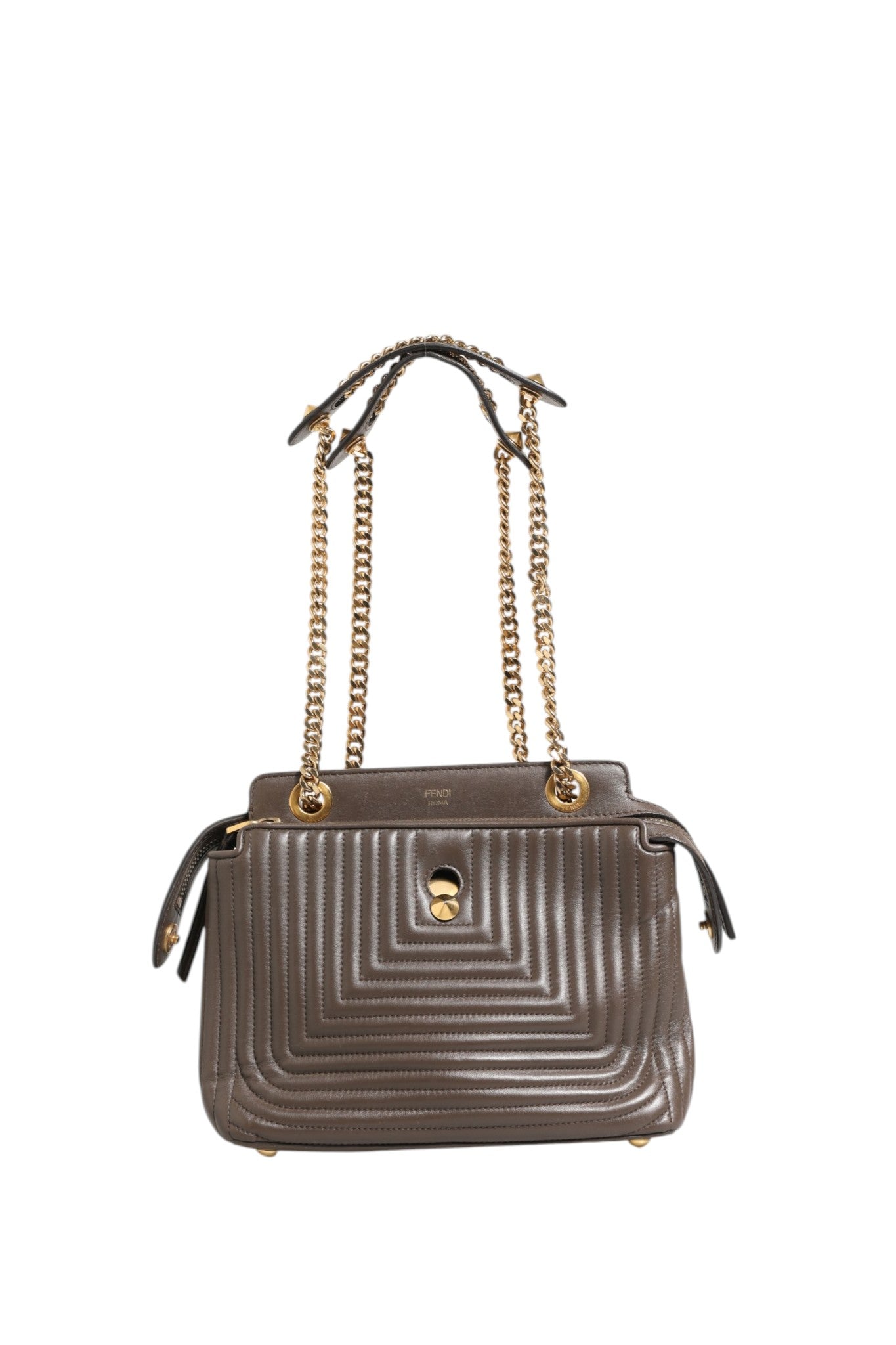 Fendi Quilted Dotcom Click Small Leather Shoulder Bag - Brown