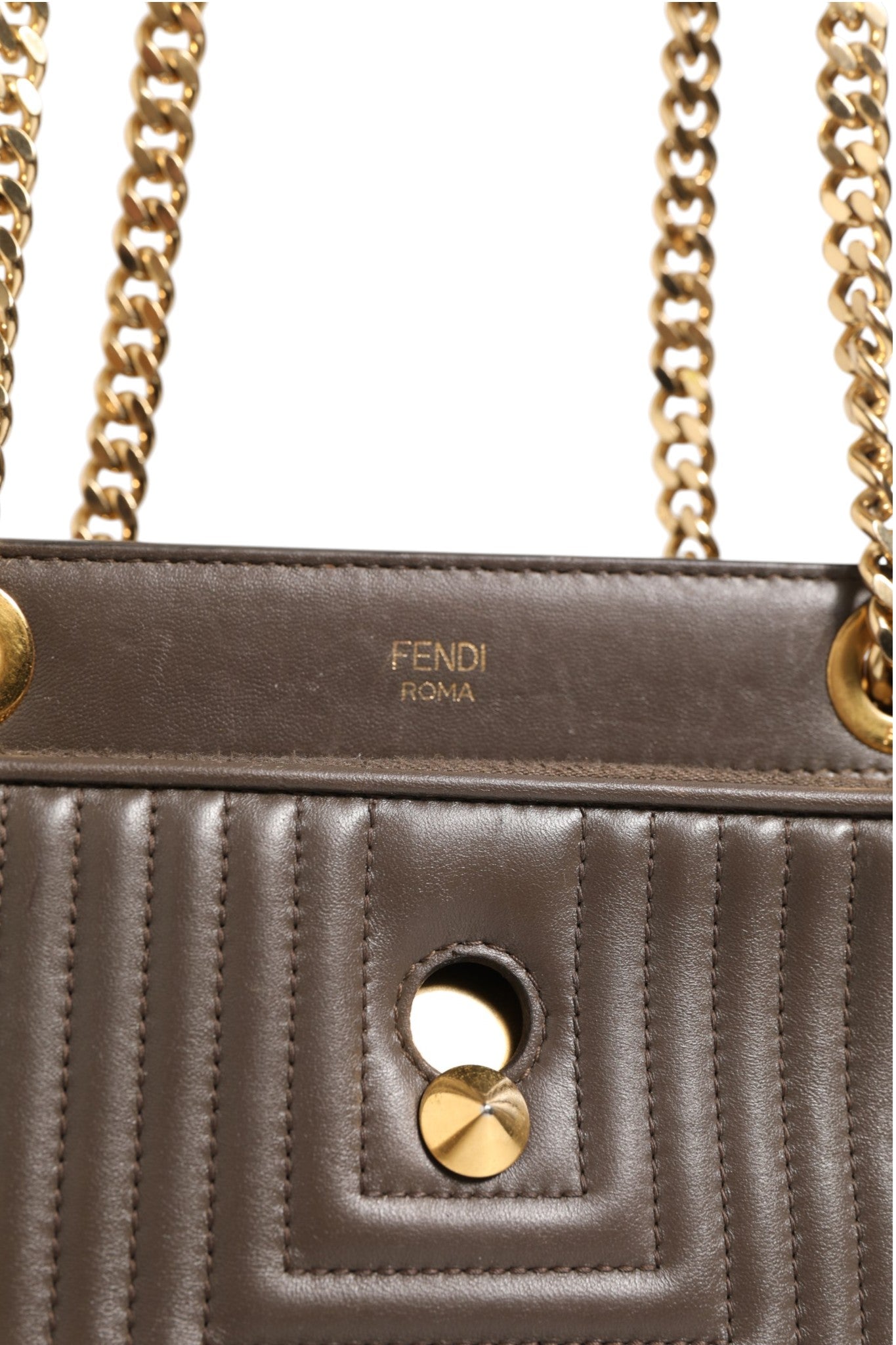 Fendi Quilted Dotcom Click Small Leather Shoulder Bag - Brown