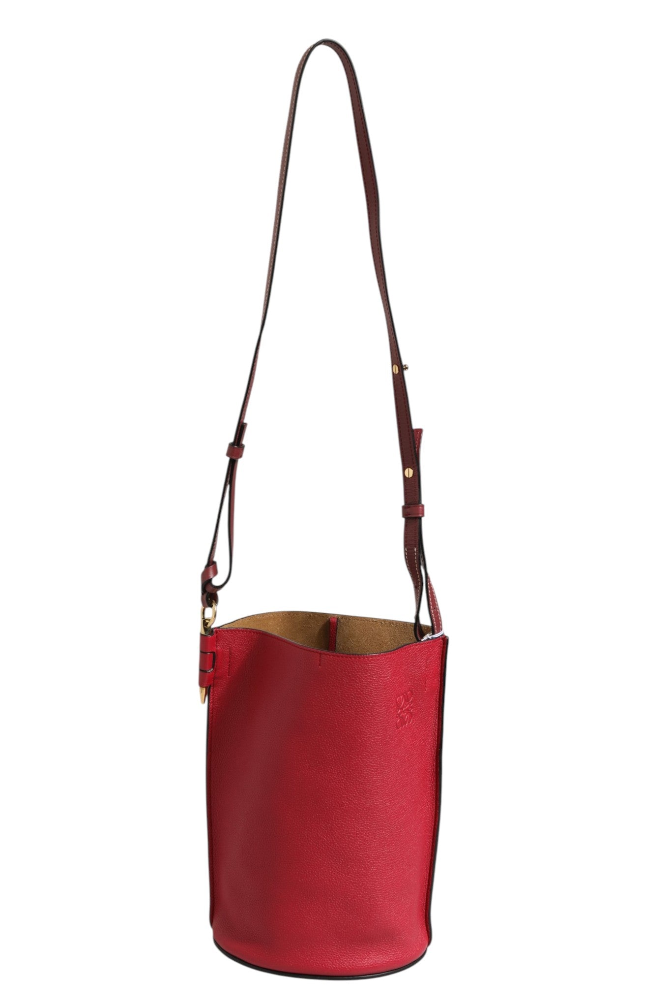 Used Loewe Gate Raspberry & Wine Leather Bucket Bag