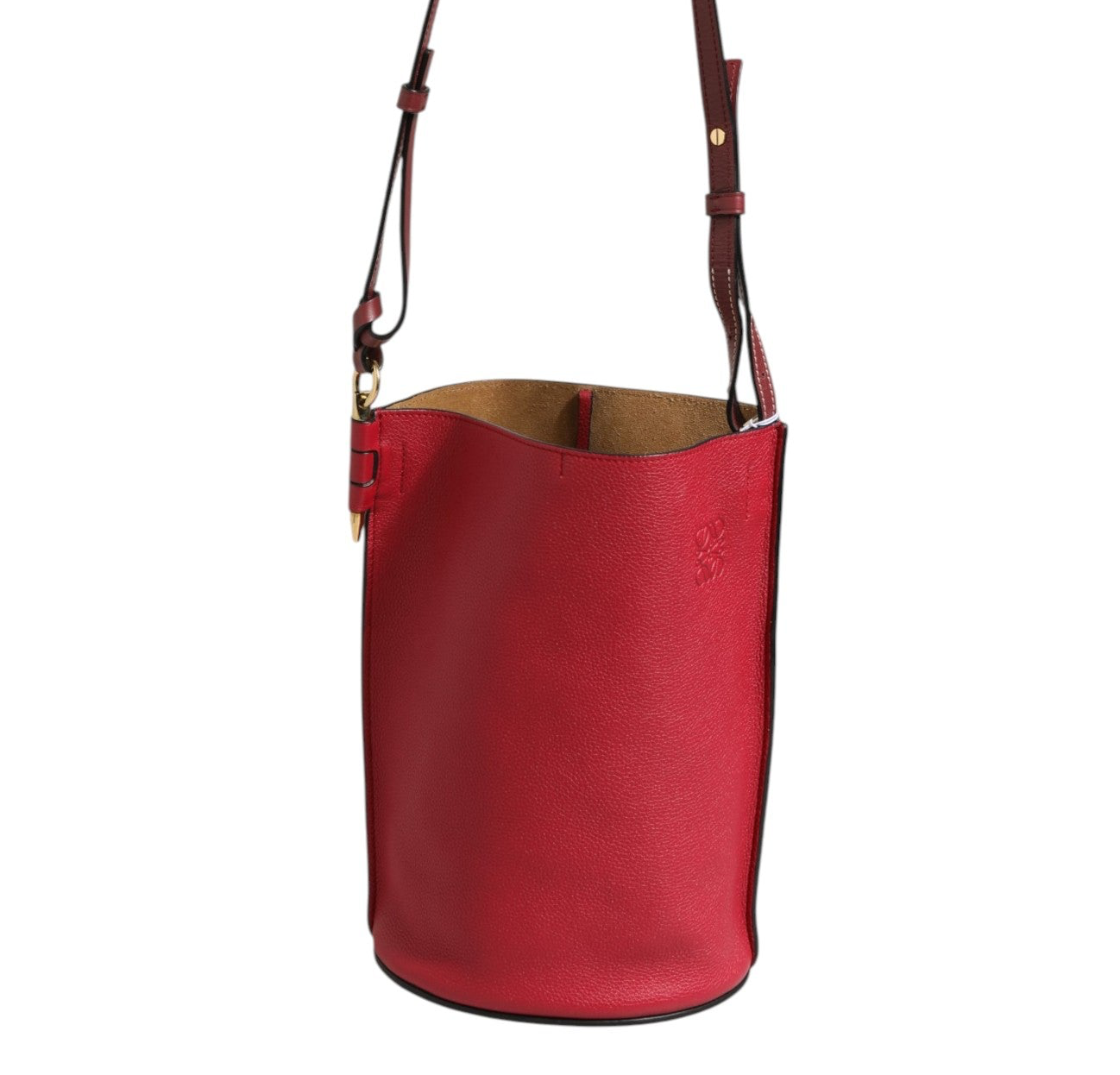 Used Loewe Gate Raspberry & Wine Leather Bucket Bag