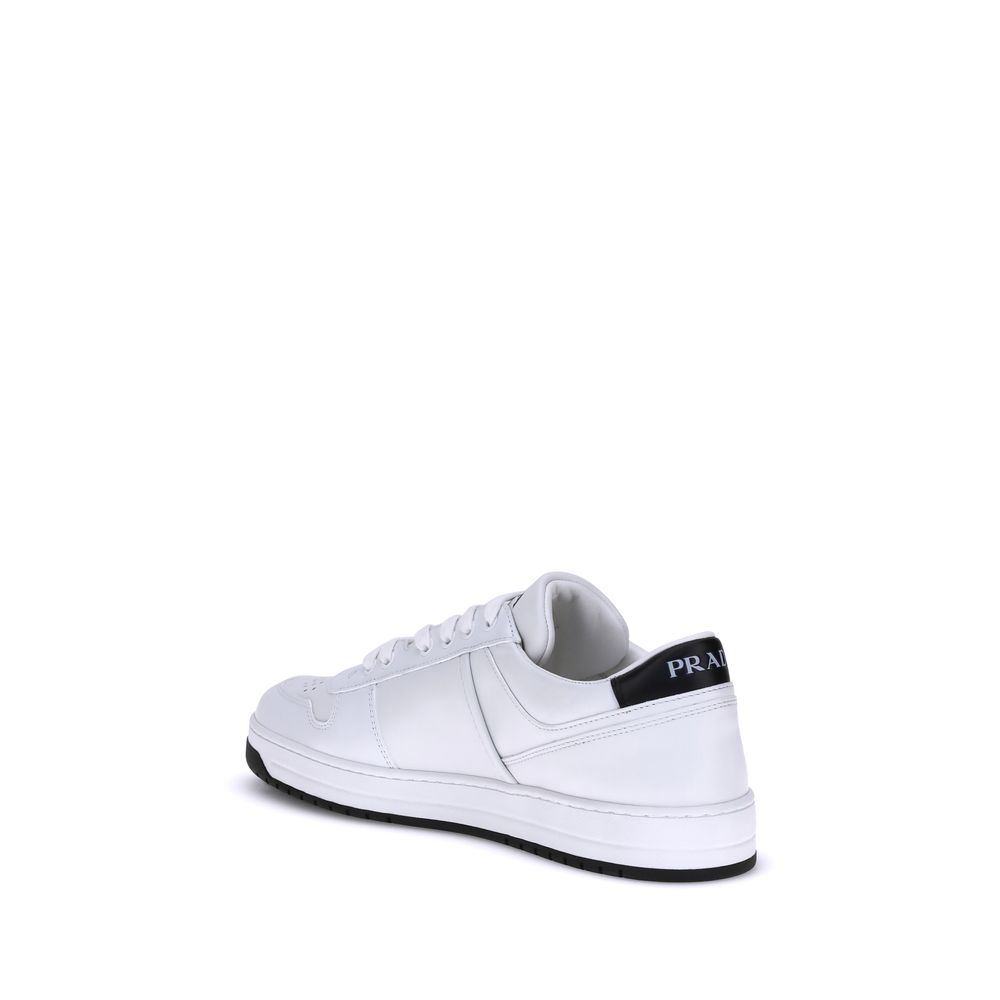 Prada Logo Leather Low Top Sneakers - White