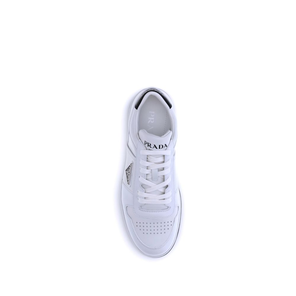 Prada Logo Leather Low Top Sneakers - White