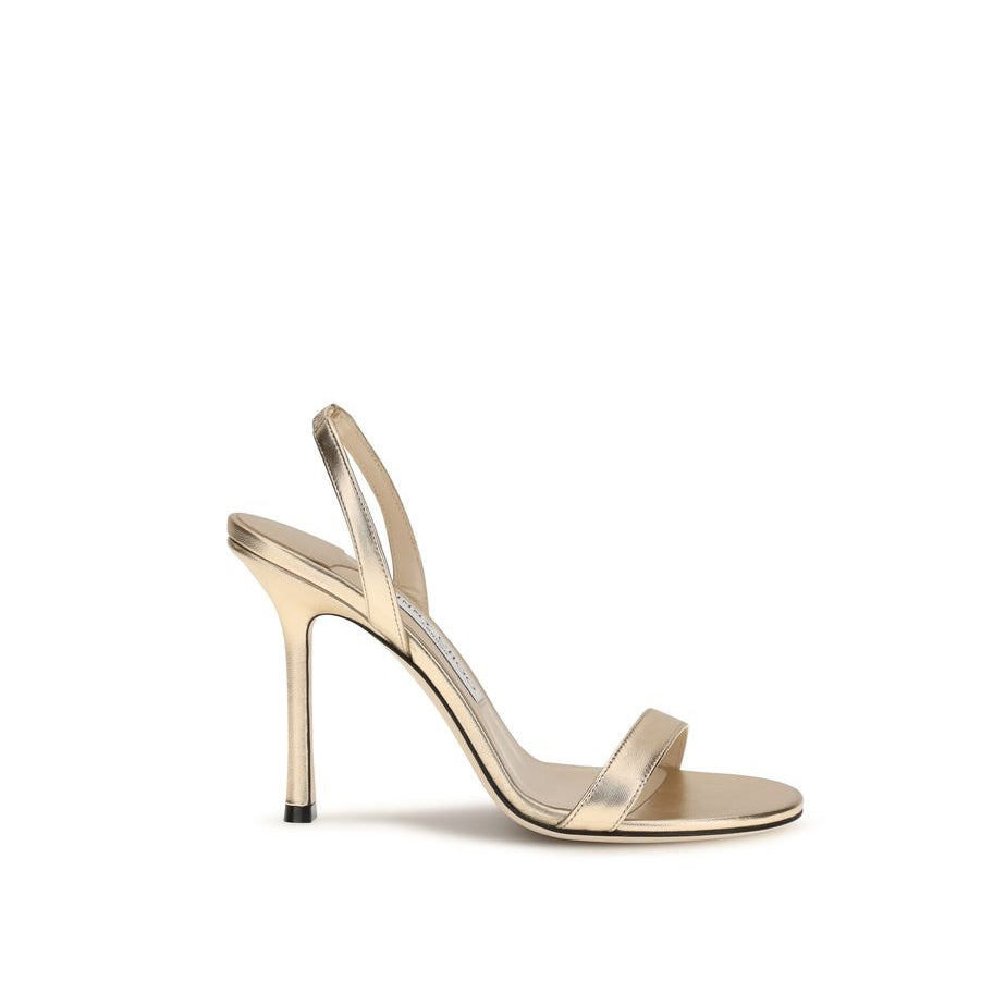 Jimmy Choo Leather Stiletto Heel Jenn Sandals - Gold