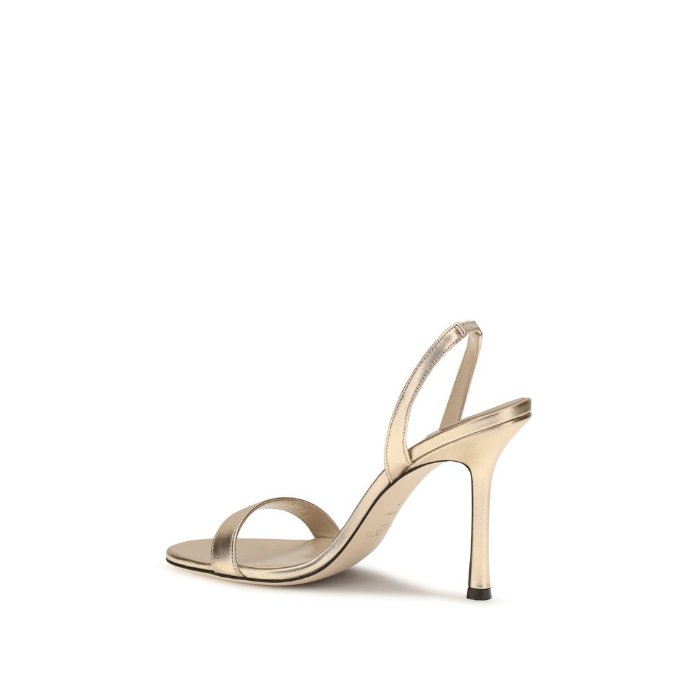 Jimmy Choo Jenn Leather Stiletto Heel Sandals - Gold