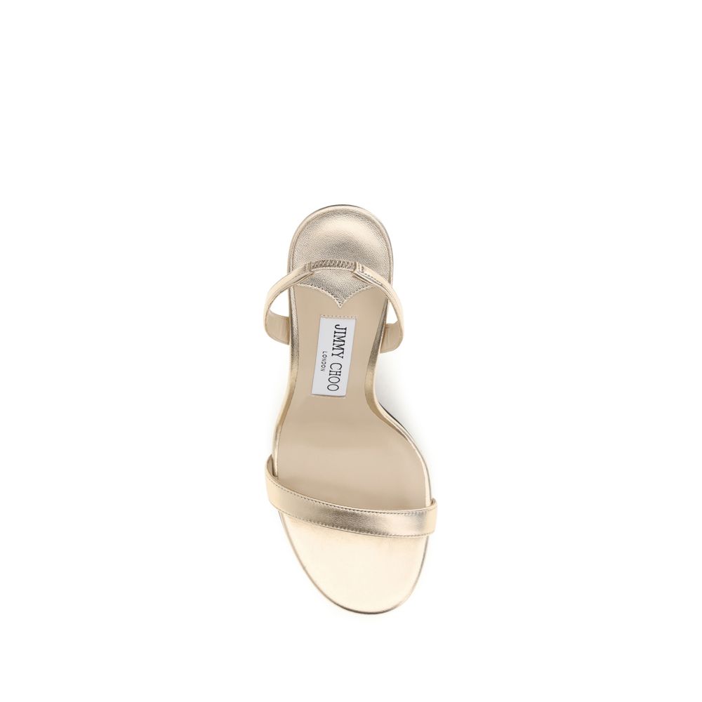 Jimmy Choo Jenn Leather Stiletto Heel Sandals - Gold