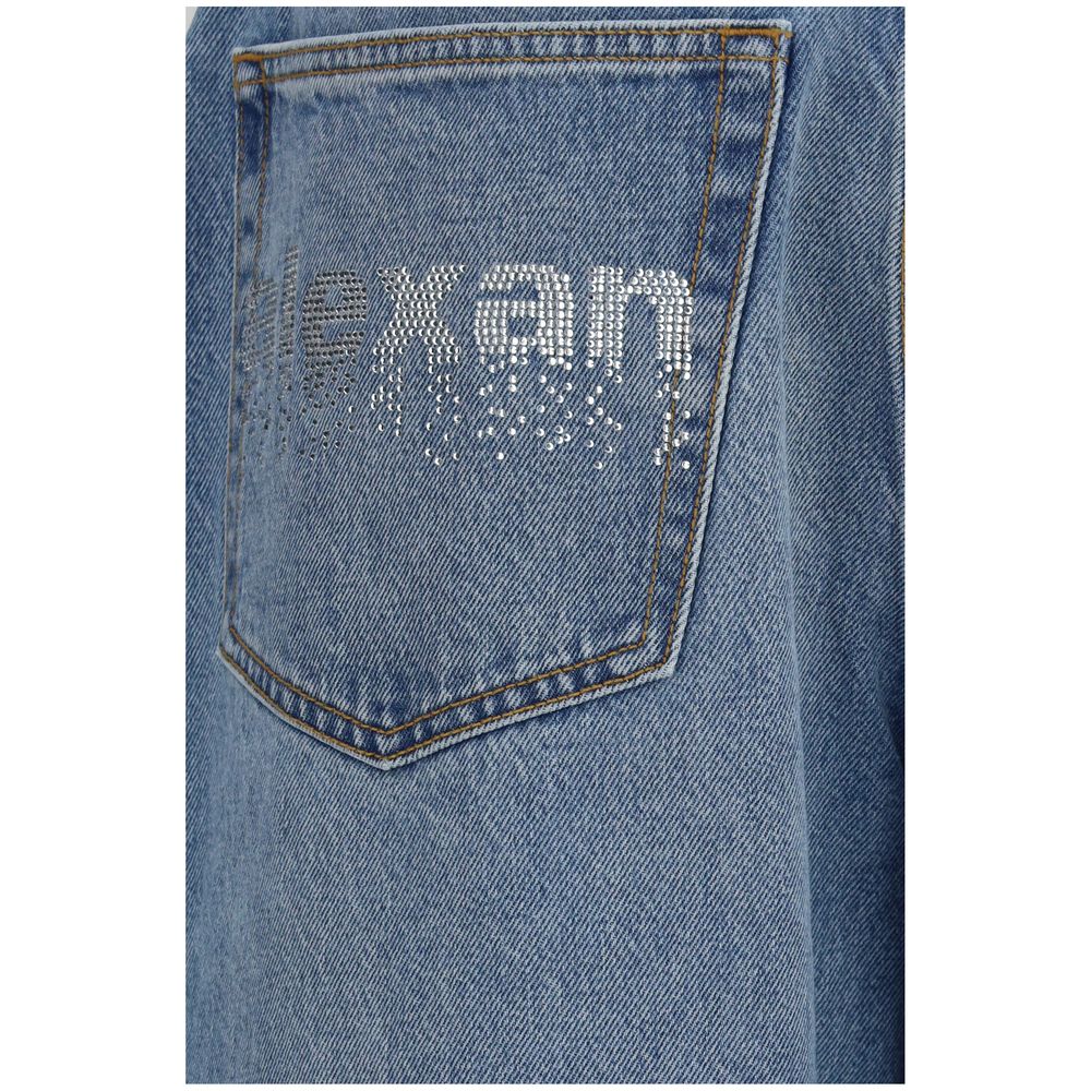 Alexander Wang Crystal Balloon-Barrel Leg Denim Jeans - Light Wash Blue
