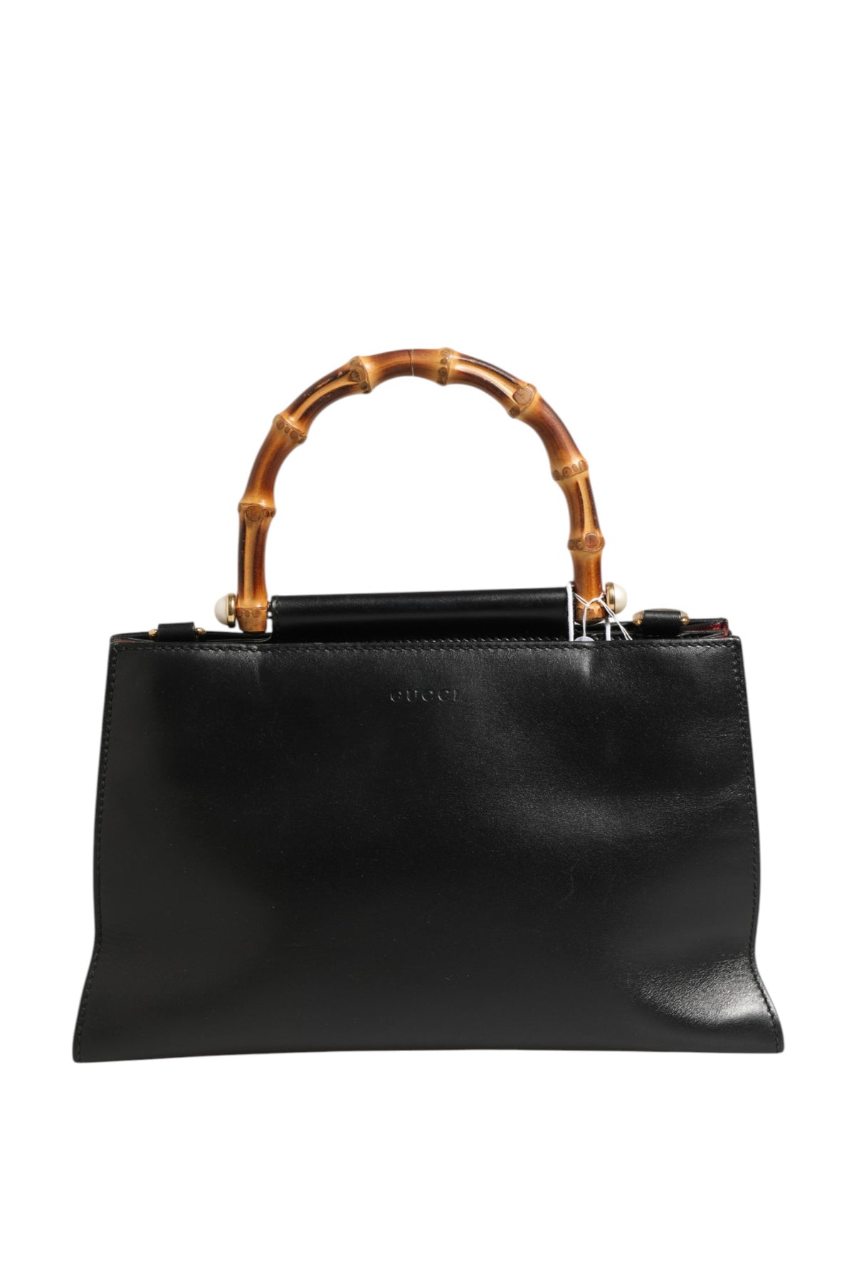 Gucci Nymphaea Bamboo Top Handle Leather Bag - Black