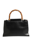 Gucci Nymphaea Bamboo Top Handle Leather Bag - Black