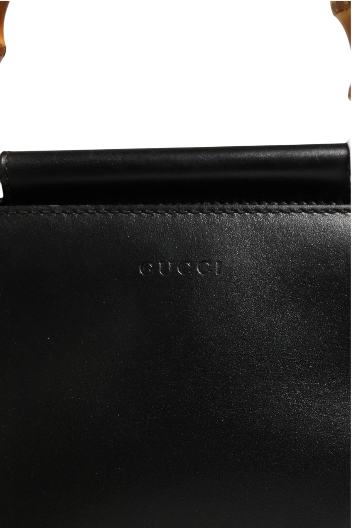 Gucci Nymphaea Bamboo Top Handle Leather Bag - Black