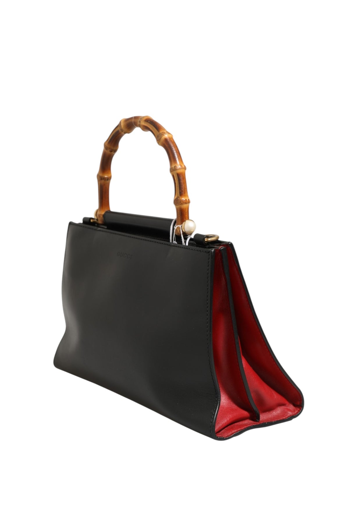 Gucci Nymphaea Bamboo Top Handle Leather Bag - Black