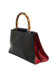 Gucci Nymphaea Bamboo Top Handle Leather Bag - Black
