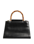 Gucci Nymphaea Bamboo Top Handle Leather Bag - Black