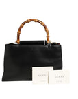 Gucci Nymphaea Bamboo Top Handle Leather Bag - Black