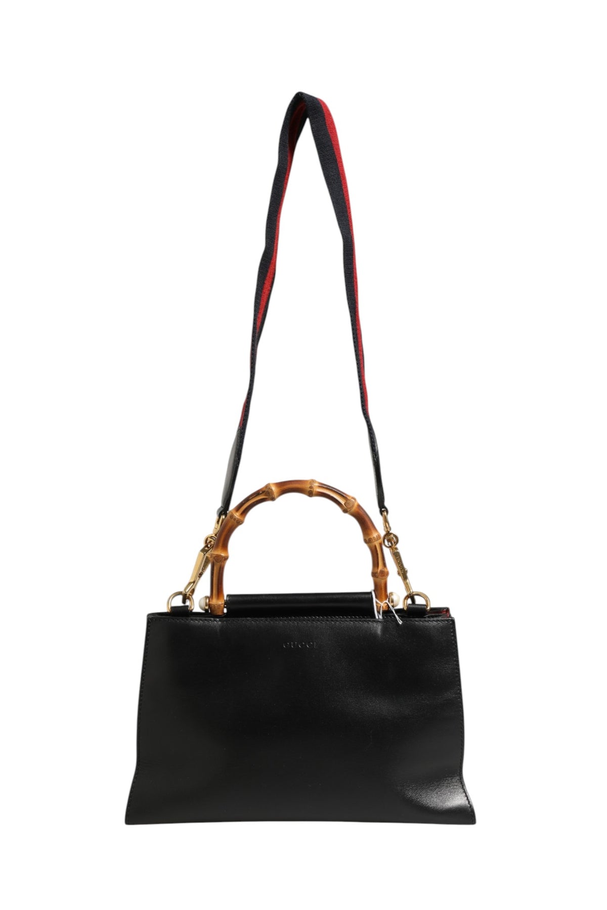 Gucci Nymphaea Bamboo Top Handle Leather Bag - Black