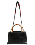 Gucci Nymphaea Bamboo Top Handle Leather Bag - Black
