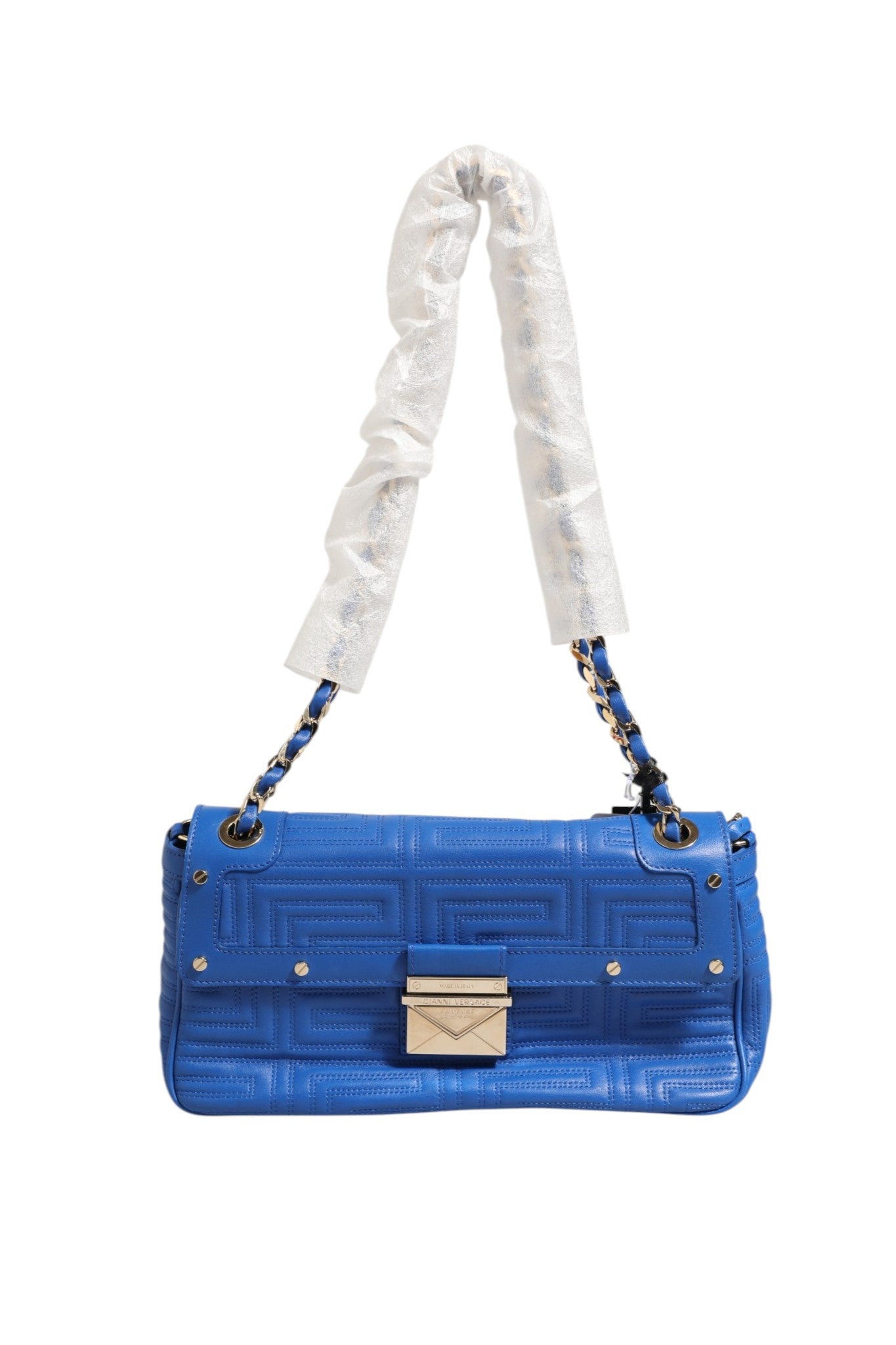 Versace Couture Quilted Leather Shoulder Bag - Blue