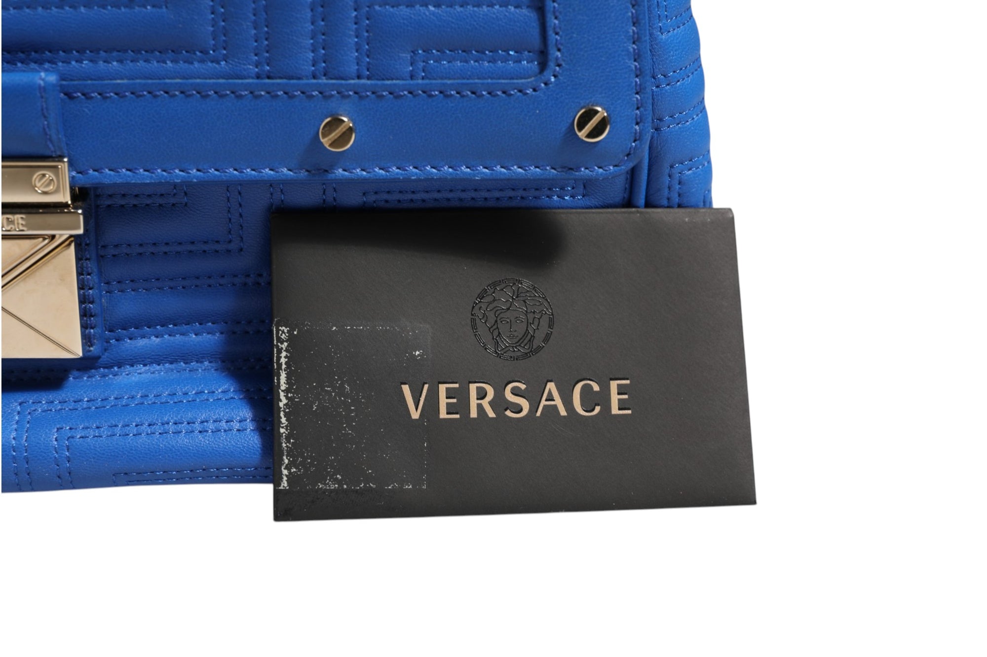 Versace Couture Quilted Leather Shoulder Bag - Blue