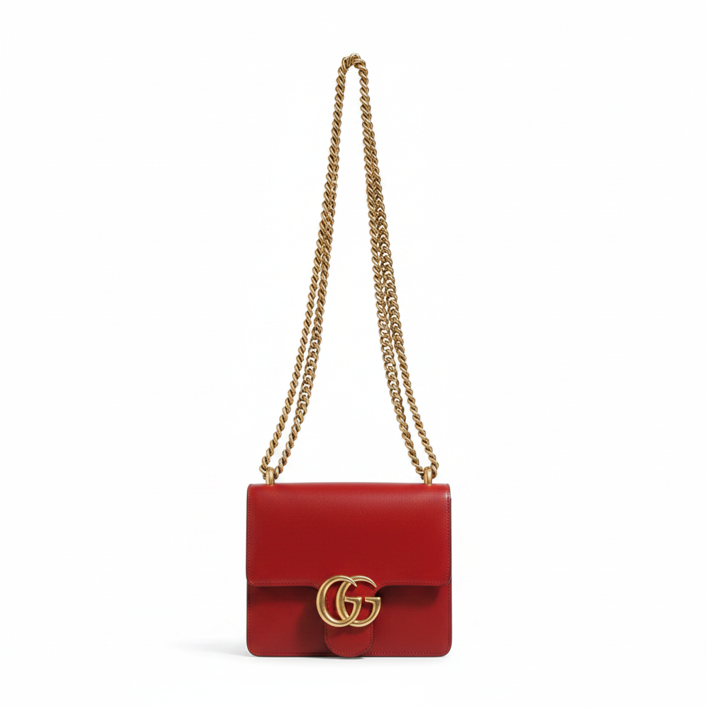 Gucci Marmont Small Leather Shoulder bag - Rosso Ancora Red