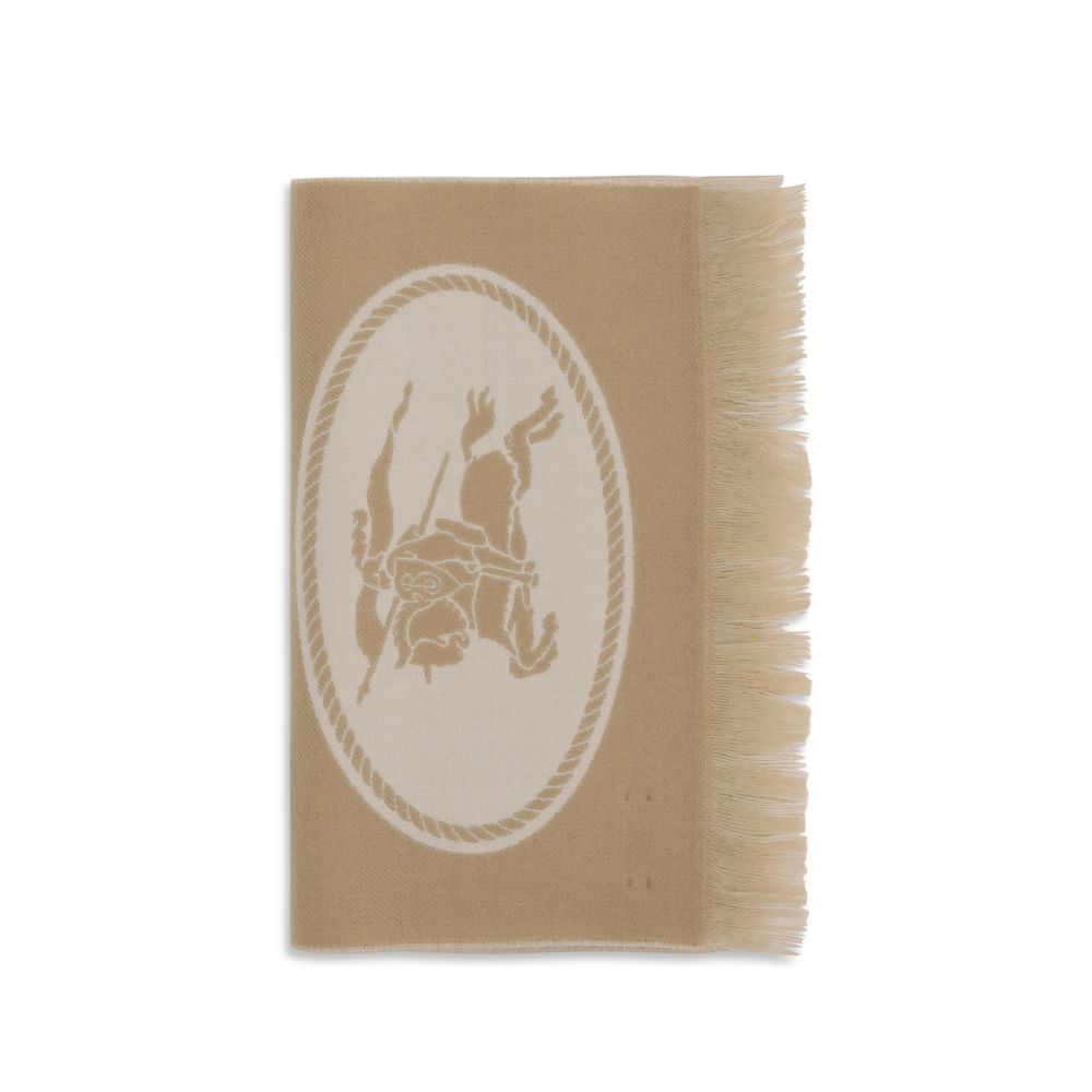 Burberry Logo Wool Scarf - Sand Beige