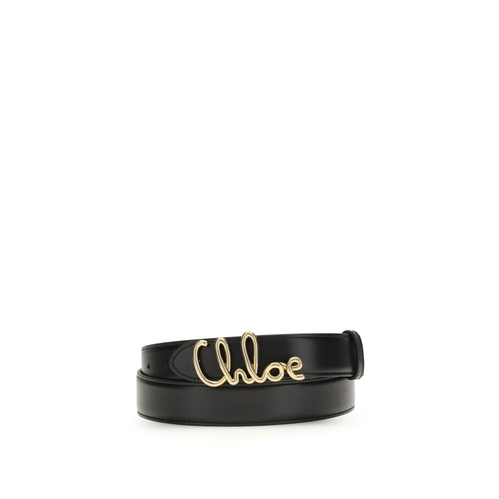 Chloé Lettering Iconic Leather Belt - Black