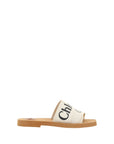 Chloé Linen Woody Flat Sandals - White
