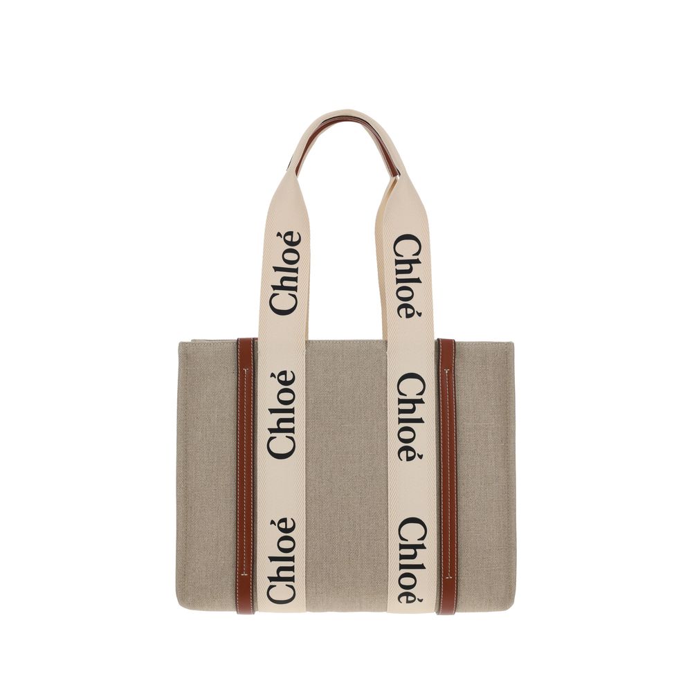 Chloé Medium Linen Woody Tote