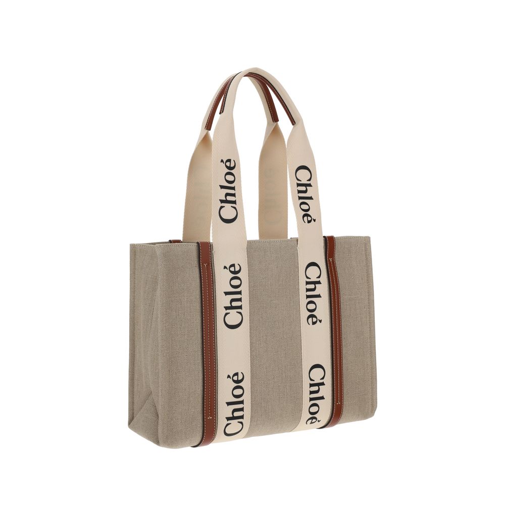 Chloé Medium Linen Woody Tote