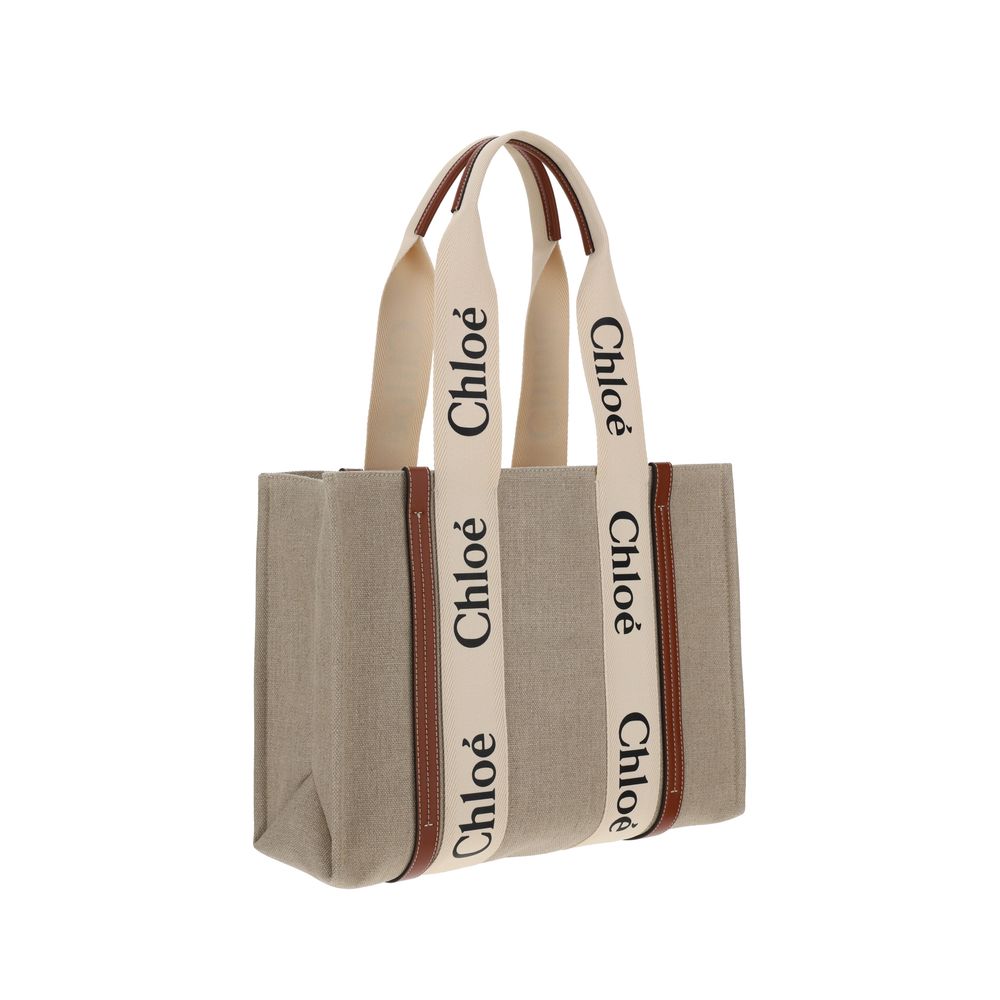 Chloé Medium Linen Woody Tote