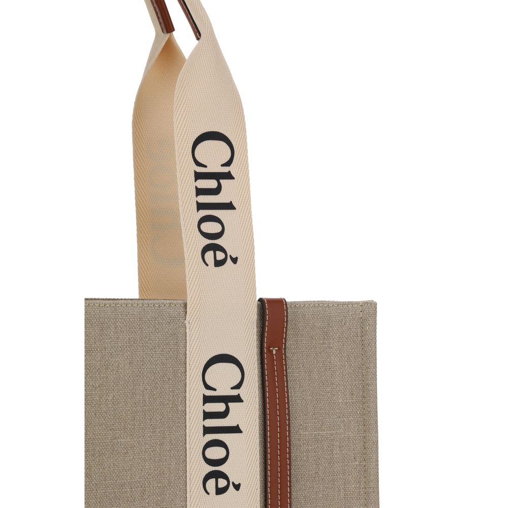 Chloé Medium Linen Woody Tote